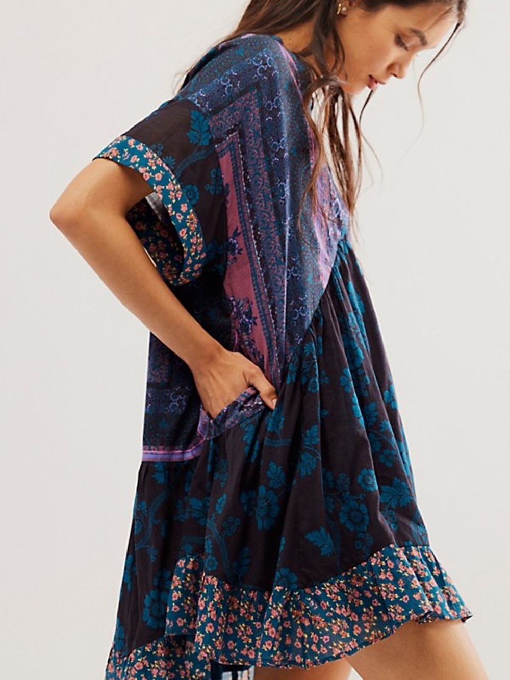 Agnes Printed Mini Dress in Midnight Combo - Picture 2 of 3